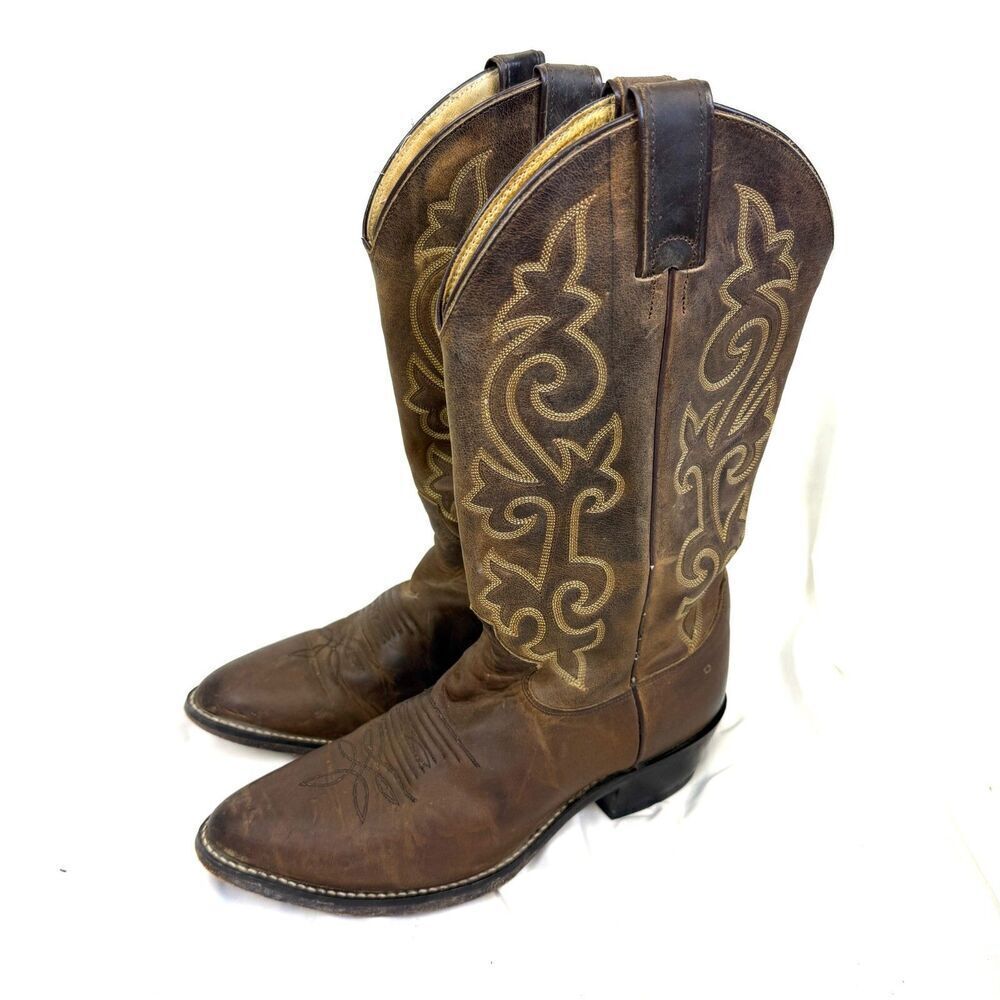 Justin Mens Western Cowboy WIDE 8EE Embroidered Leather 2553 Country Equestrian